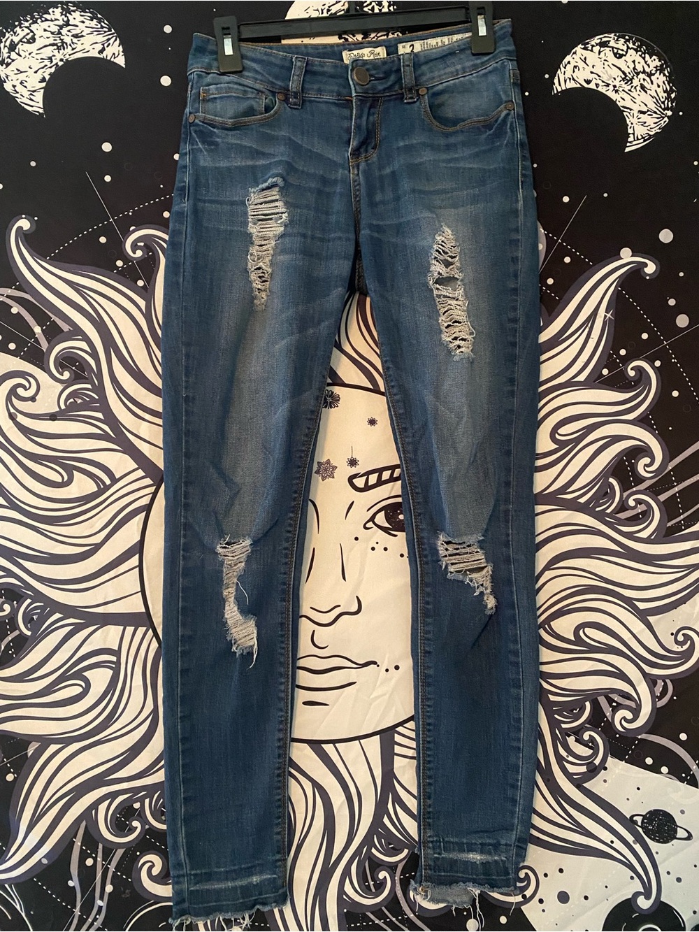 Women’s Indigo Rein Skinny Fit Ripped Distressed Blue Jeans